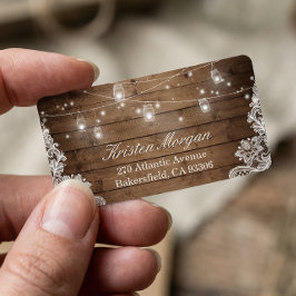 Etiqueta Rústica Madeira Mason Jar String Luzes Lace