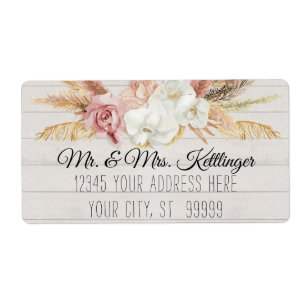 Etiqueta Rústico Boho Pampas Palm Blush Verde Floral Madei