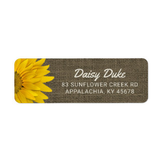 Etiqueta Rústico Burlap Sunflower Country Chic