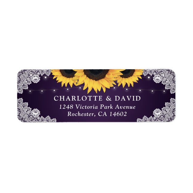 Etiqueta Rústico Roxo Rótulo Rótulo de Devolução de Girasso (Frente)