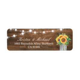 Etiqueta Rústicos Girassóis Mason Jar String Luz Madeira