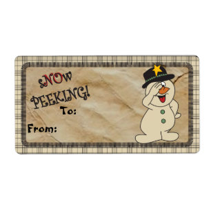 Etiqueta S"no"w Peeking Snowman Dags   Natal