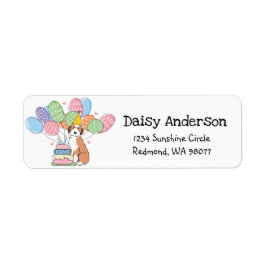 Etiqueta Sable Aussiedoodle Aniversário Endereço de Devoluç