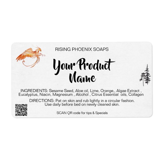 Etiqueta *~* Sabonete de Banho Facial Creme Corporal Phoeni (Frente)