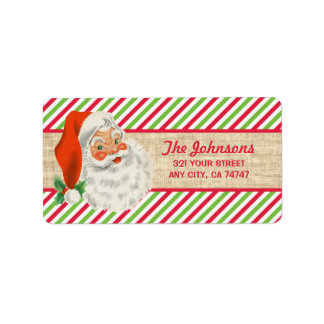 Etiqueta Saco de aniagem rústico Natal Vintage Listras de P