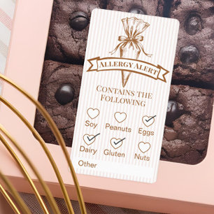 Etiqueta Saco de Piping de Pastelaria Alerta de Alergia de