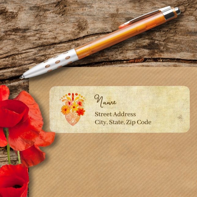 Etiqueta Sacred Floral Heart Mexican Baroque Grace (Criador carregado)