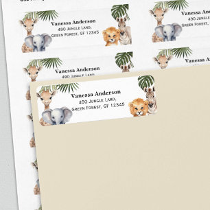 Etiqueta Safari Animais Selvagens Um Bebê Chá Retorno