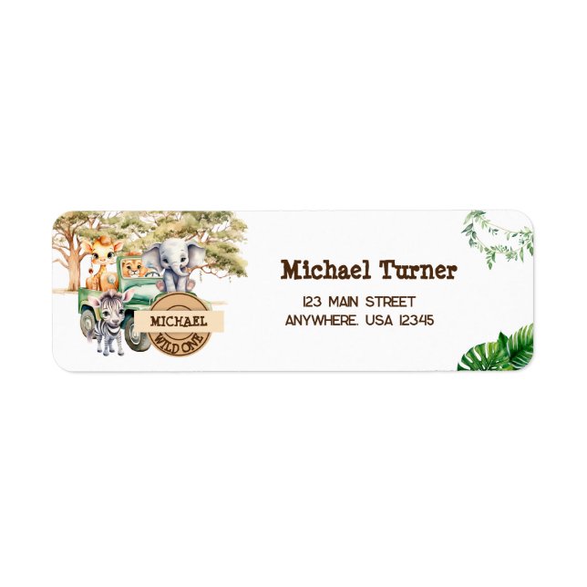 Etiqueta Safari Wild One Birthday (Frente)