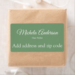 Etiqueta Sage green hair stylist adicionar código postal de