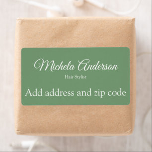 Etiqueta Sage green hair stylist adicionar código postal de