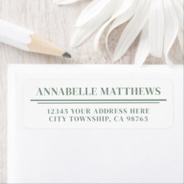 Etiqueta Sage Green Minimalist Return Address