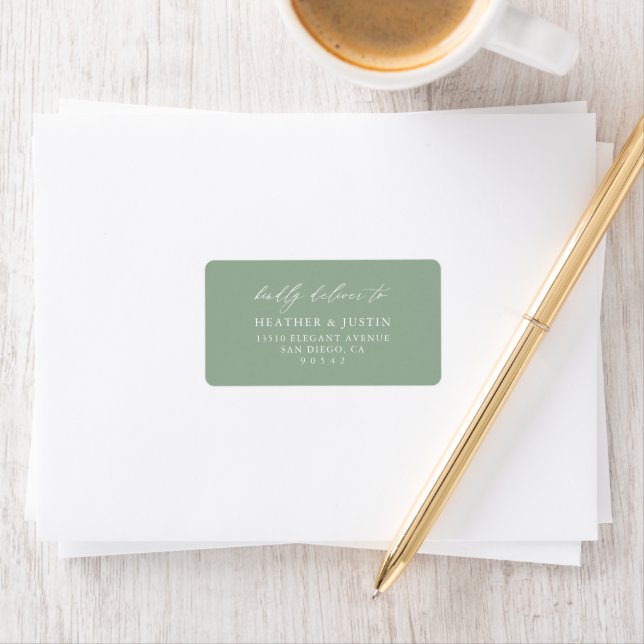 Etiqueta Sage Green Rustic Wedding Endereço RSVP (Insitu)