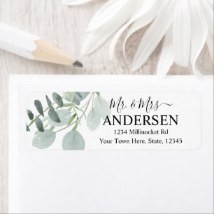 Etiqueta Sage Green Wedding Return Endereço