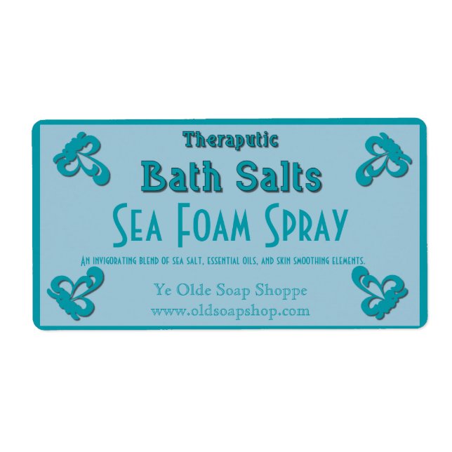 Etiqueta Sal Marinho Caseiro Personalizável Azul Ártico (Frente)