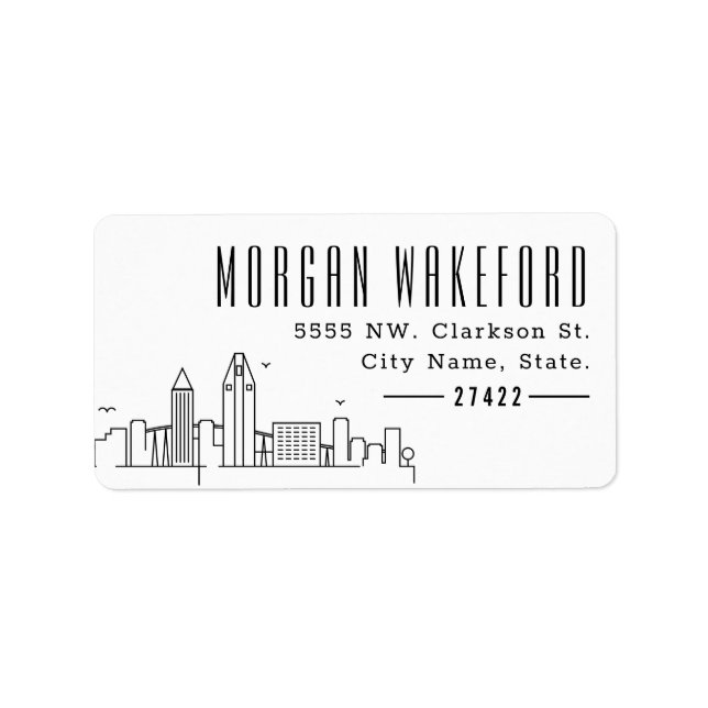 Etiqueta San Diego Modern Deco Skyline Large (Frente)