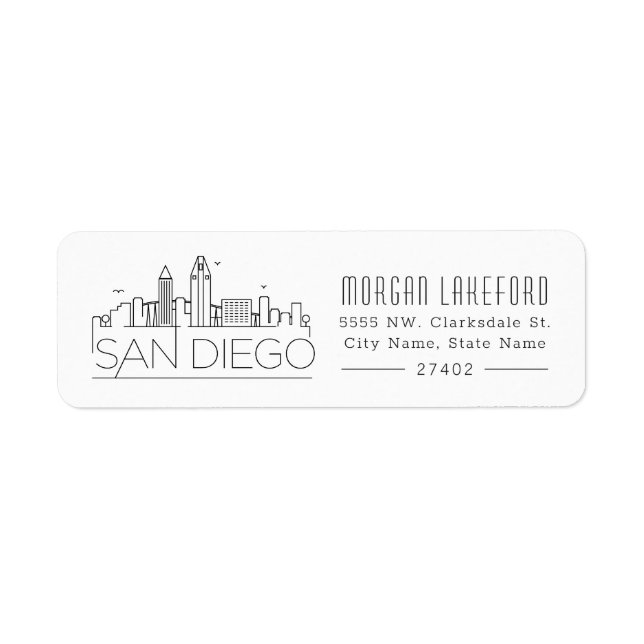 Etiqueta San Diego Stylized Skyline | (Frente)