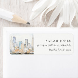 Etiqueta San Francisco Watercolor Landscape Wedding