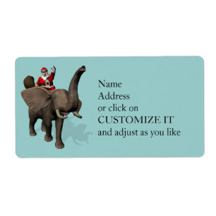 Etiqueta Santa Claus Andando Elefante