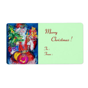 ETIQUETA SANTA CLAUS, BRINQUEDOS DE ÁRVORE NATAL E PRESENT