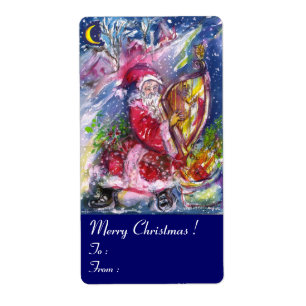 ETIQUETA SANTA CLAUS JOGANDO HARP NA LUZ