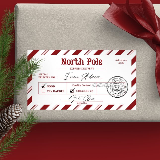 Etiqueta Santa Claus Mail North Pole Christmas (Criador carregado)