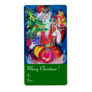 ETIQUETA SANTA CLAUS, NATAL ÁRVORE, BRINQUEDOS E PRESENTES 