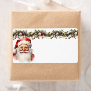 Etiqueta Santa Claus Pine Holly Garland Dourados Ornamentos