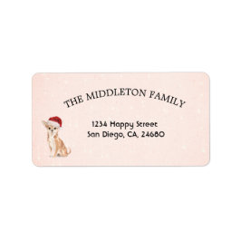 Etiqueta Santa Hat Dog Chihuahua Feliz Natal