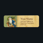 ETIQUETA SANTA WITH DEER AND CHRISTMAS GIFTS IN WINTER SNOW<br><div class="desc">Vintage Santa with Christmas tree and deer  in Snowy Winter .</div>