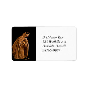 Etiqueta Santo Francis nos joelhos