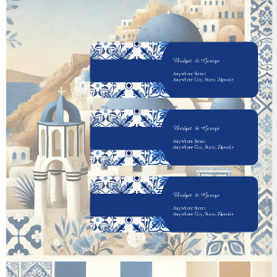 Etiqueta Santorini Blue Mediterranean Weding address