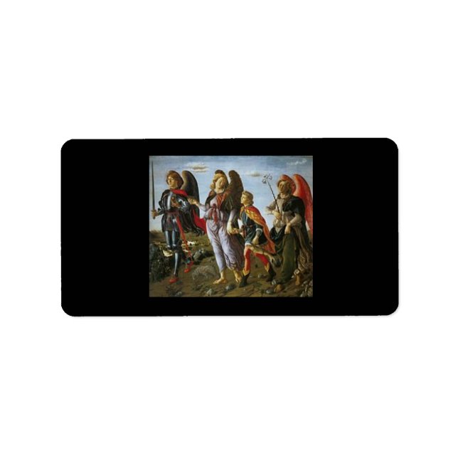 Etiqueta Santos Michael, Gabriel, Rafael com Tobias (Frente)