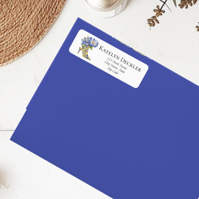 Etiqueta Sapato Moderno Elegante Floral de Chinoiserie de S (Criador carregado)