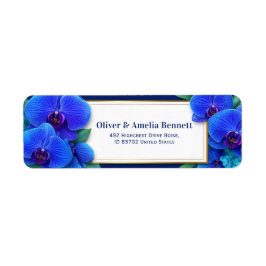 Etiqueta Sapphire Gilded Orchid Botanical Return Address