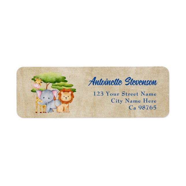 Etiqueta Savanna Safari Baby Animais (Frente)