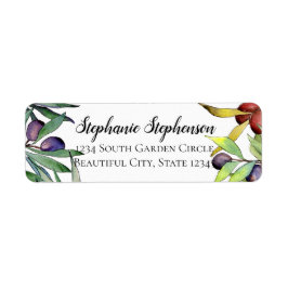 Etiqueta Savary Olives Tuscan Watercolor Return Endereço