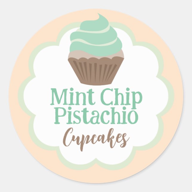 Etiqueta Scallop do Cupcake Mint Pistachio (Frente)