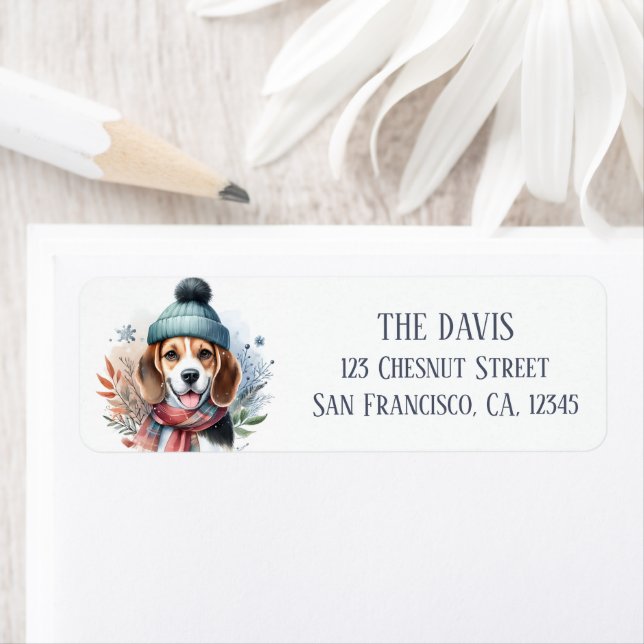 Etiqueta Scarf Beagle - Paisagem de inverno - (Insitu)