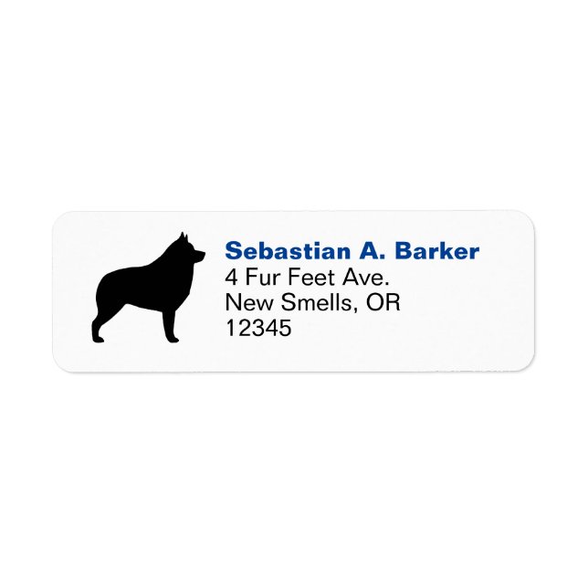 Etiqueta Schipperke Dog Breed Silhouette Return Address (Frente)
