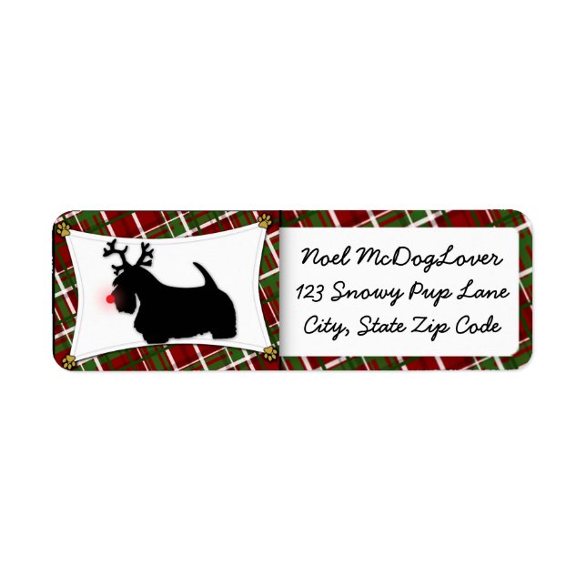 Etiqueta Scottish Terrier Christmas (Frente)
