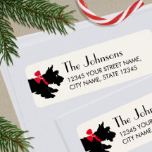 Scottish Terrier Christmas Red Arco Return Address
