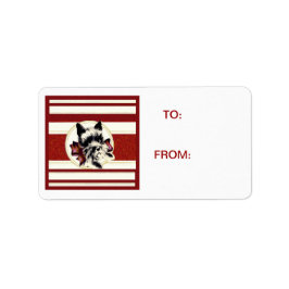 Etiqueta Scotty Dog Scottish Terrier red stripes Tag