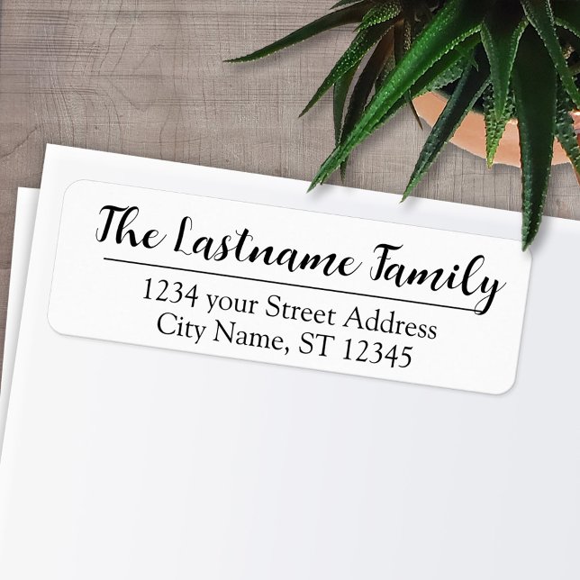 Etiqueta Script Boulevard do Nome da Família Personalizada  (Personalized Return Address Labels)