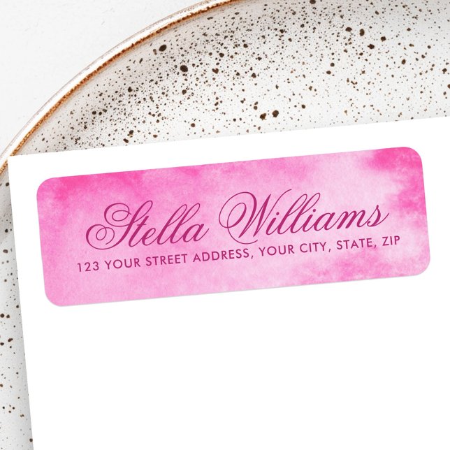 Etiqueta Script de caligrafia roma-coloração-d'água (Romantic pink watercolor calligraphy script label)