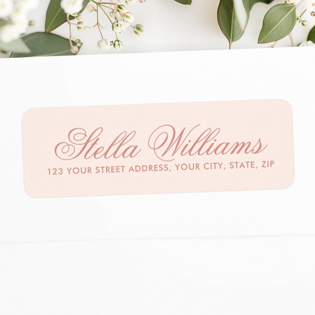 Etiqueta Script de caligrafia rosa-claro romeno (Romantic light blush pink calligraphy script label)
