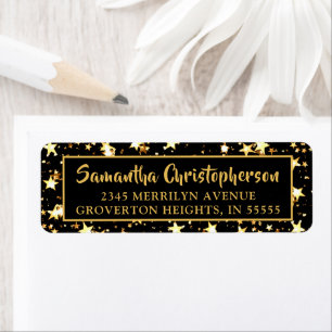Etiqueta Script de Pincel Dourado Preto
