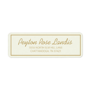Etiqueta Script Dourado de Creme de Marfim Moderno