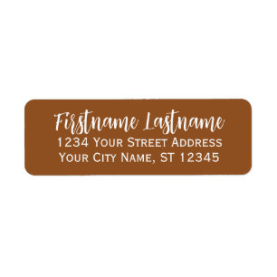 Etiqueta Script Elegante Branco de Camelo Simples - Endereç