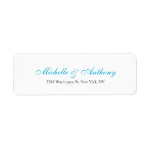 Etiqueta Script Elegante de Casamento Céu Azul